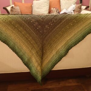 Handmade Crochet Shawl Love is Green