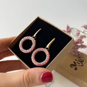 Pink Beaded Earrings by Moje Rozmaite Rzeczy